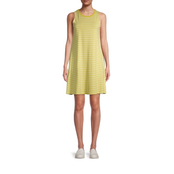 Time and Tru sleeveless knit dress with pockets - Neon citrus stripes. - Picture 1 of 4